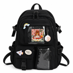 Kawaii Multi-Pocket Nylon Backpack with Laptop Compartment