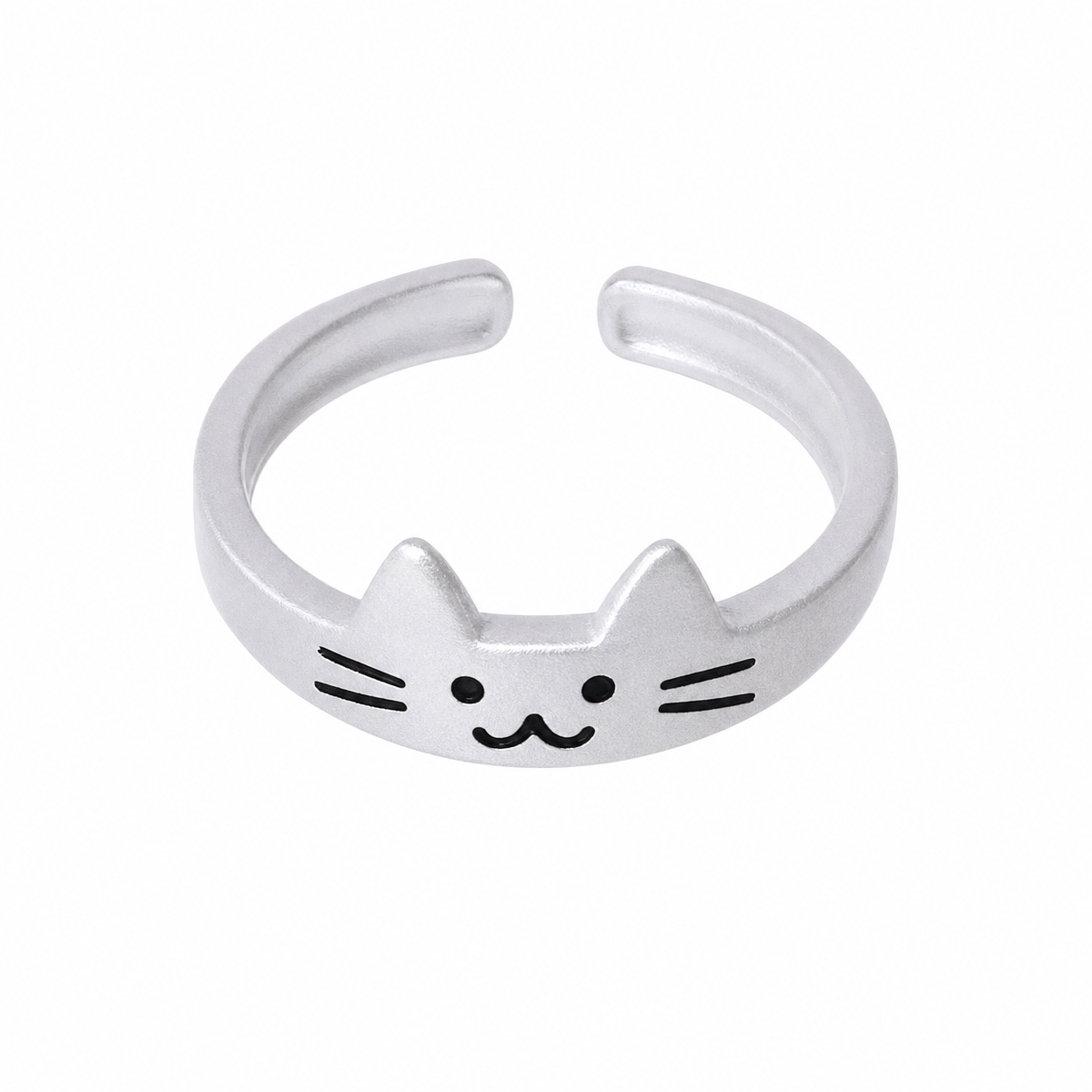 Adjustable Silver-Tone Cat and Dog Rings