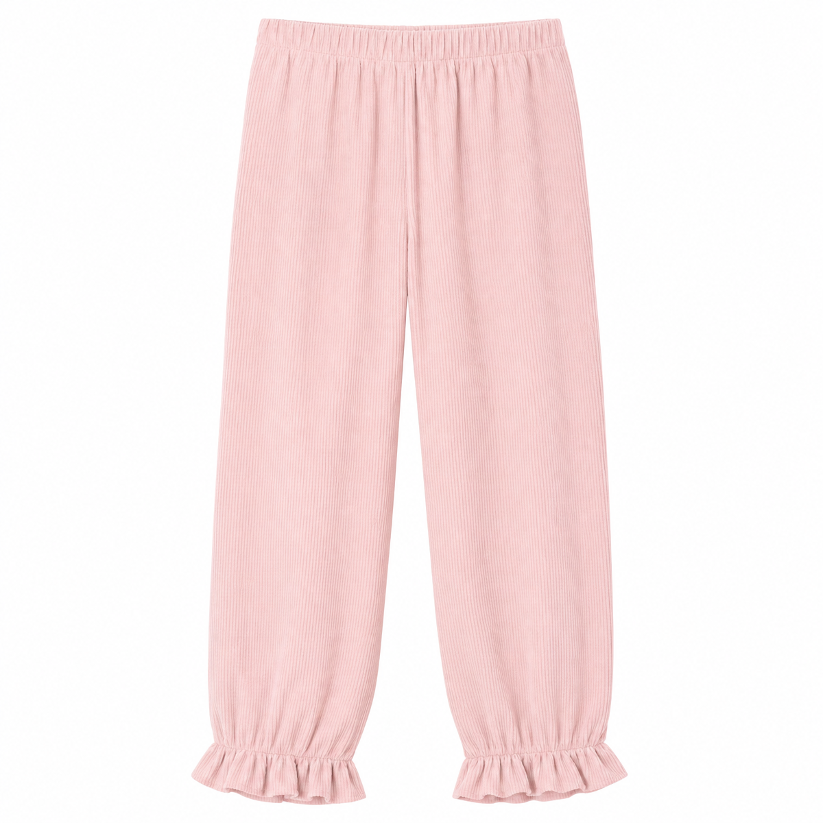 Women’s Corduroy Ruffle-Cuff Pants – Loose Straight Leg
