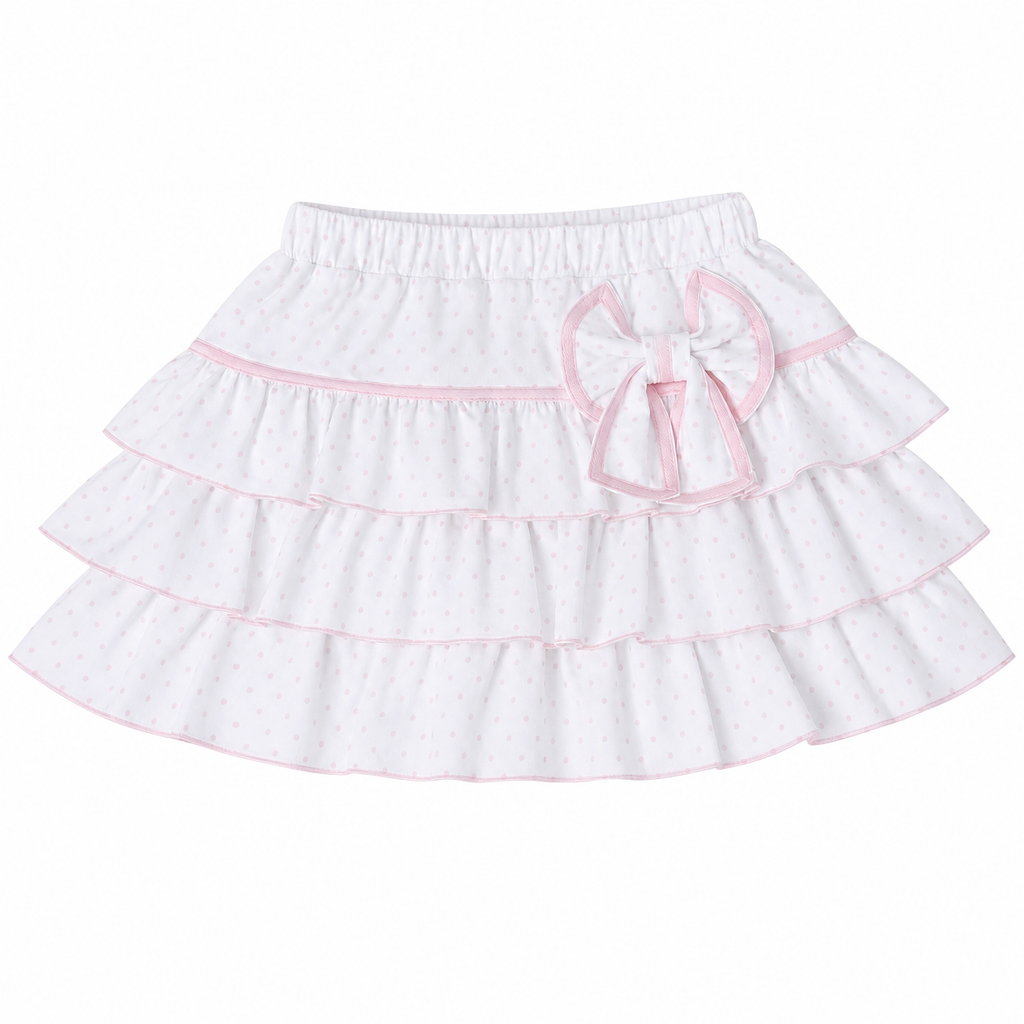 Kawaii Polka Dot Ruffle Mini Skirt with Bow