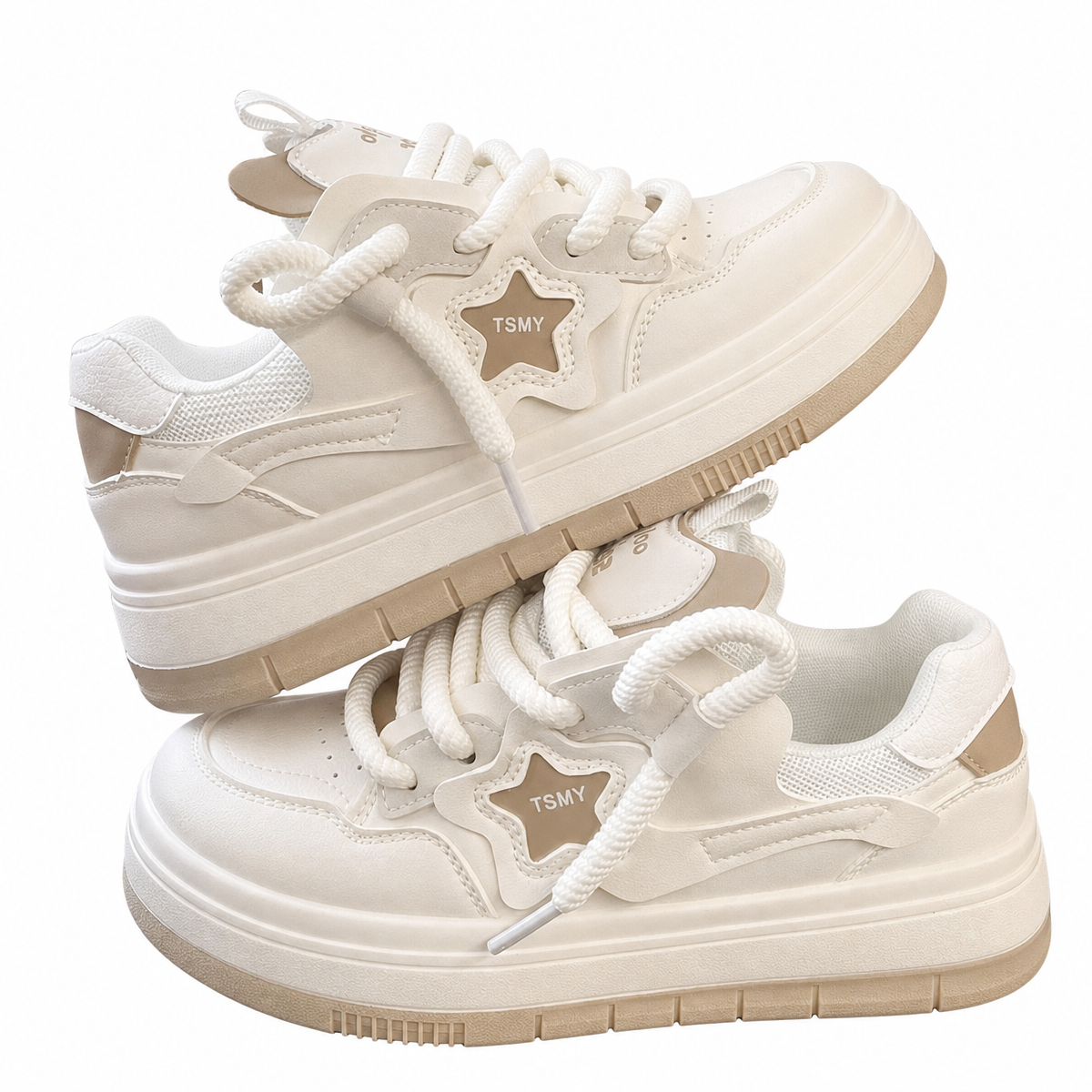 Women's Star Detail Platform Sneakers - Lace-Up