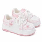 Women's Pink Platform Lace-Up Sneakers