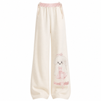 Women's Beige Puppy Graphic Cargo Pants
