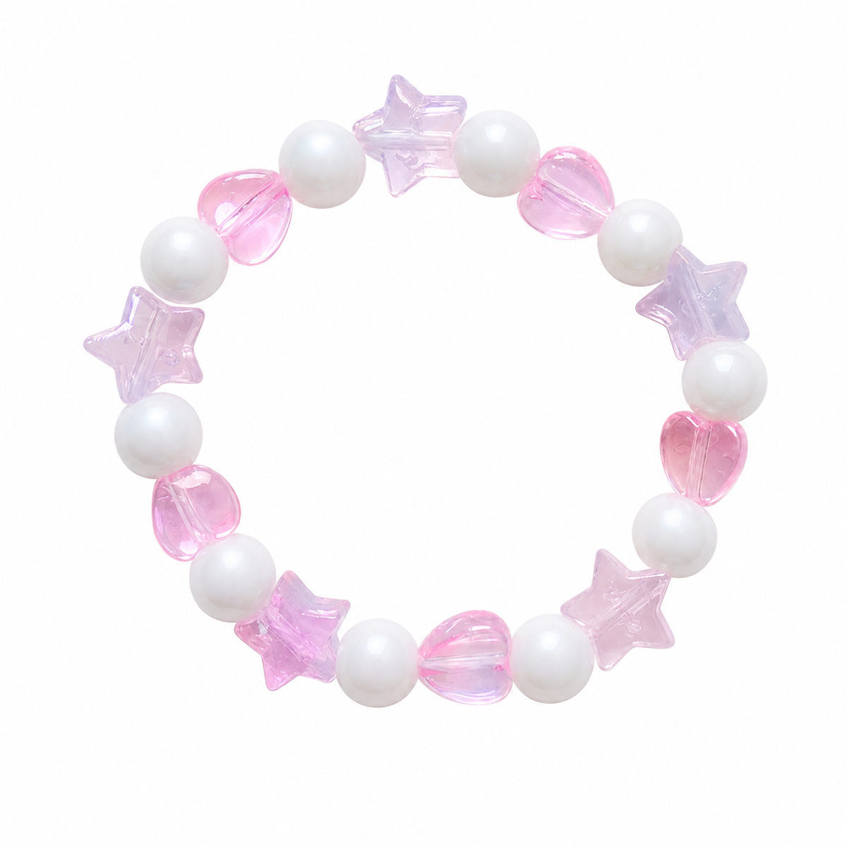 Pastel Pink Beaded Charm Bracelet for Small Wrists