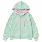 Kawaii Cat Embroidery Hooded Zip Hoodie