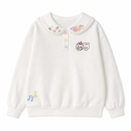 Kawaii Embroidered Lace-Collar Pullover Sweatshirt