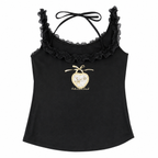 Kawaii Cartoon Lace Trim Camisole Top