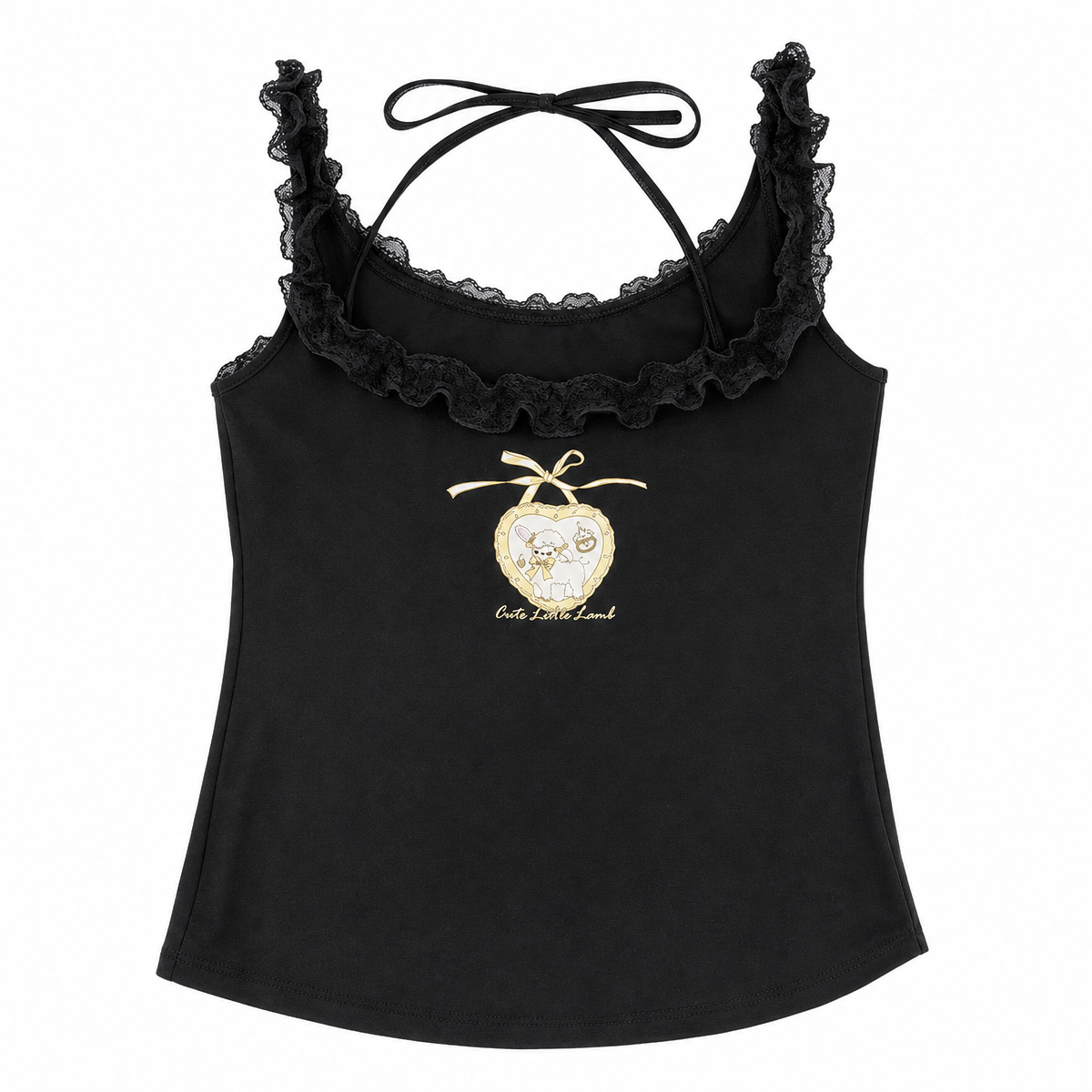 Kawaii Cartoon Lace Trim Camisole Top