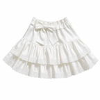 Milk White Kawaii Lolita Pleated Ruffle Skirt with Bow