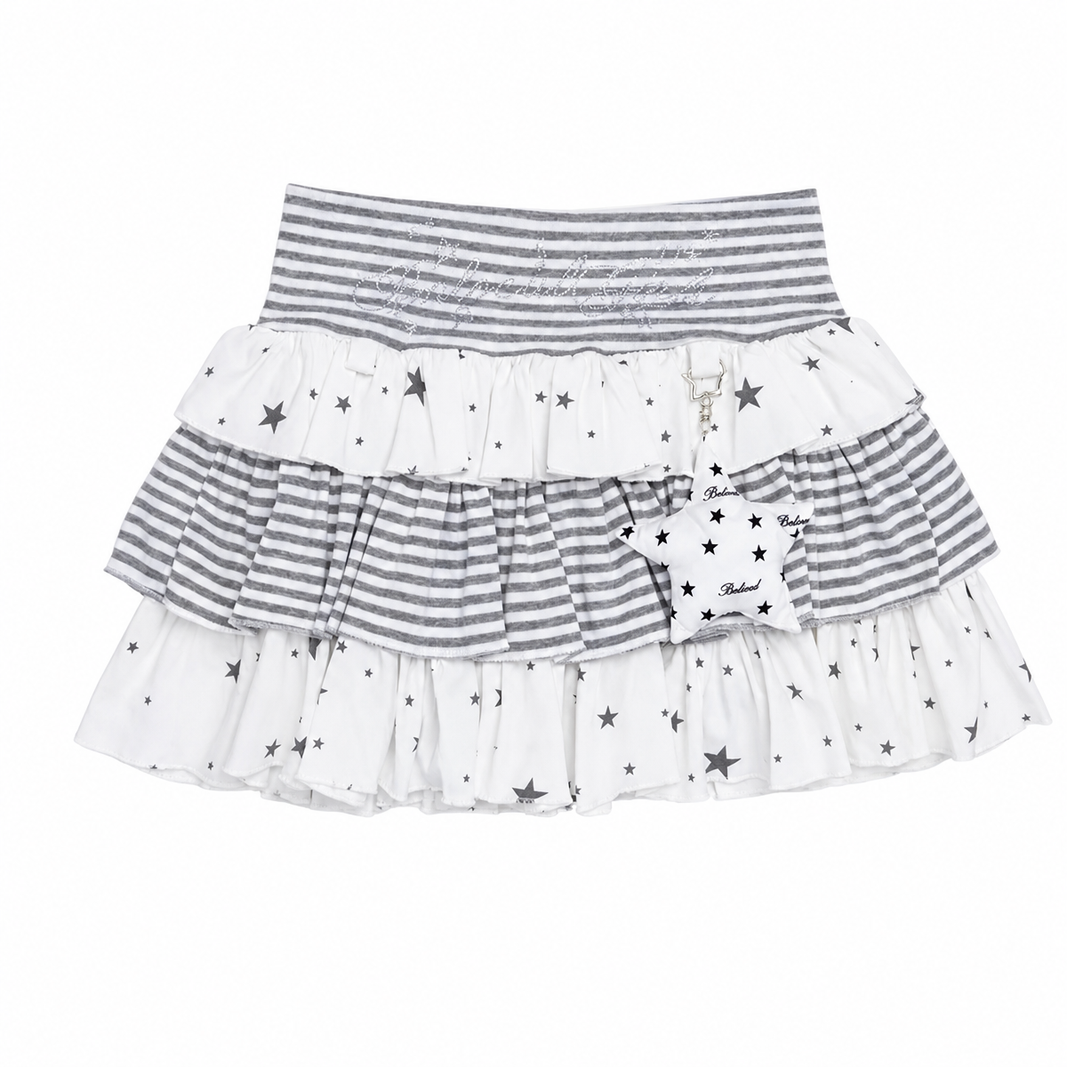 Kawaii Star & Stripe Ruffle Mini Skirt