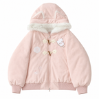 Kawaii Kitty Embroidered Hooded Winter Coat