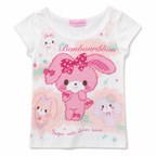 Women's White Kawaii Character Print Short-Sleeve T-Shirt