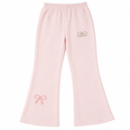 Kawaii Polka Dot Flared Pants with Embroidery