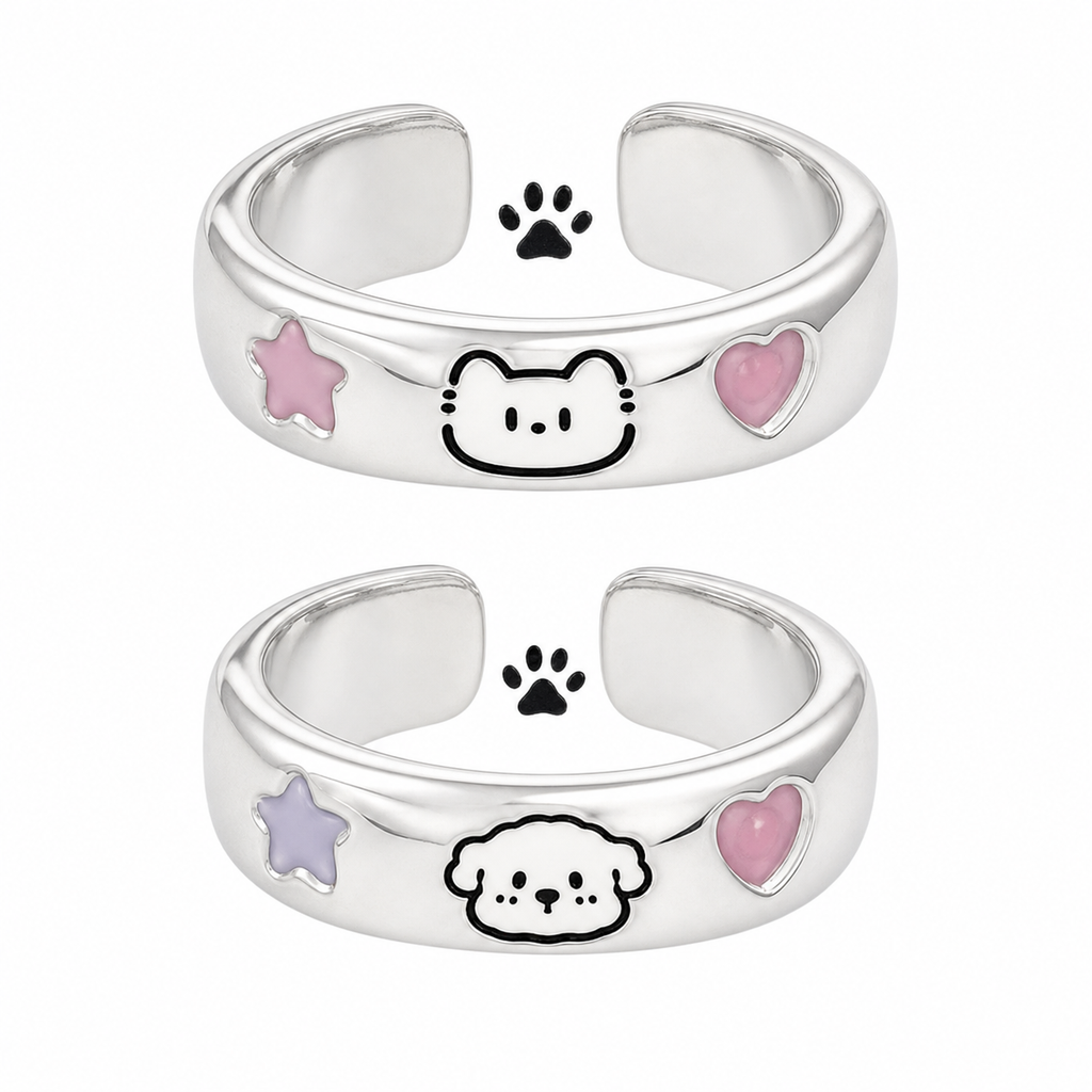 Adjustable Cat or Dog Cartoon Alloy Ring