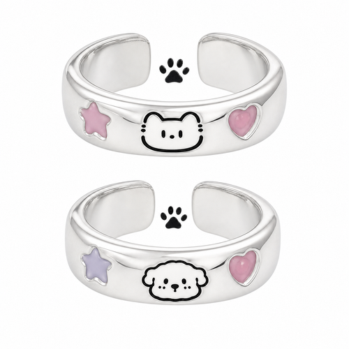 Adjustable Cat or Dog Cartoon Alloy Ring