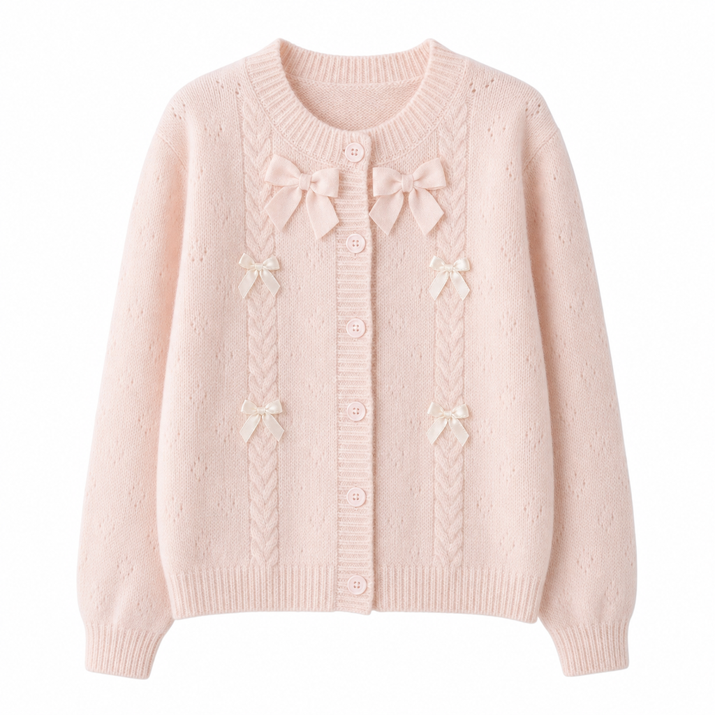 Bow-Detail Knit Cardigan