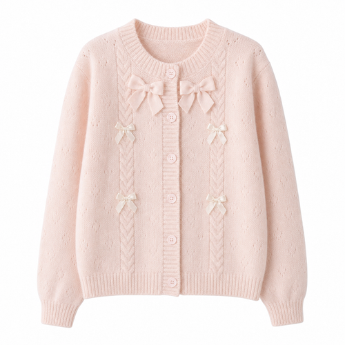 Bow-Detail Knit Cardigan