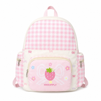 Pink Plaid Strawberry Bow Backpack
