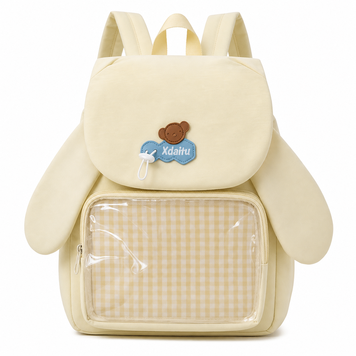 Cute Rabbit-Ear Ita Backpack with Transparent Front Pocket