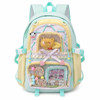 Kawaii Ita Backpack with Clear Display Pockets and Ruffle Bow Detail