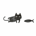 925 Sterling Silver Cat and Fish Stud Earrings