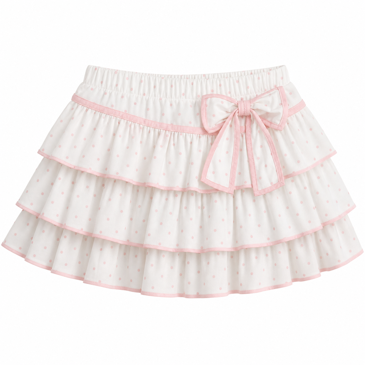 Kawaii Polka Dot Ruffle Mini Skirt with Bow