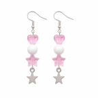 Pastel Pink Star Charm Drop Earrings