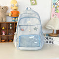 Kawaii Star Appliqué Backpack with Clear Front Pocket