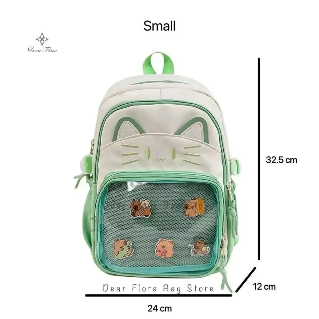 Kawaii Cat Ita Backpack with Transparent Display Pocket