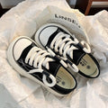 Women's Kawaii Canvas Platform Sneakers - Lace-Up, 4 cm Heel