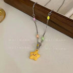 Kawaii Colorful Beaded Star Pendant Necklace
