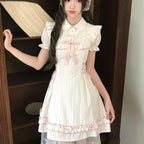 Kawaii White Sweet Lolita Ruffle Mini Dress with Peter Pan Collar