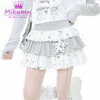 Kawaii Star & Stripe Ruffle Mini Skirt