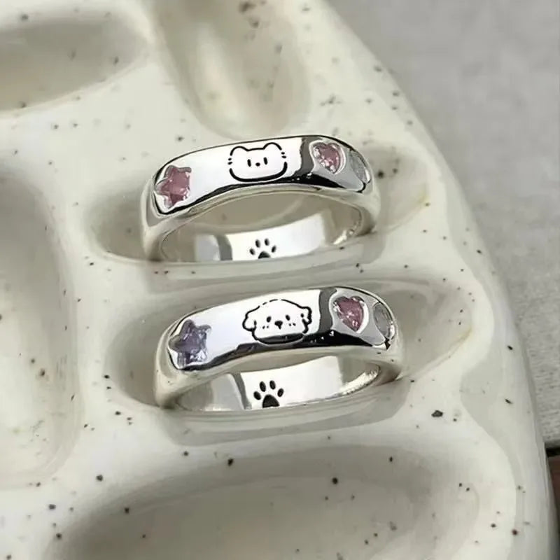 Kawaii Adjustable Cat or Dog Cartoon Alloy Ring