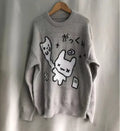 Kawaii Women's Gray Cartoon Knit Sweater