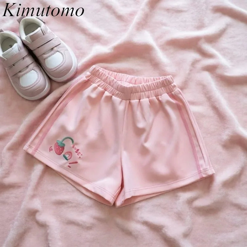 Kawaii Pink Cartoon Print Shorts