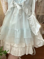 Kawaii Women's Lace Bow Detail 3-Piece Mini Dress Set