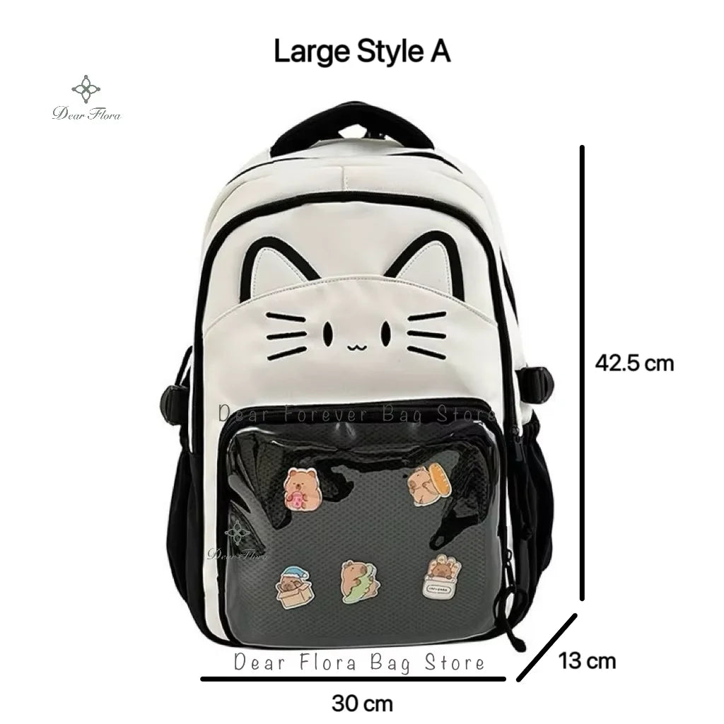 Kawaii Cat Ita Backpack with Transparent Display Pocket