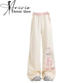 Kawaii Women's Beige Puppy Graphic Cargo Pants