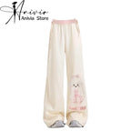 Kawaii Women's Beige Puppy Graphic Cargo Pants