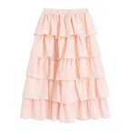 Kawaii Women's Pink Plaid Ruffle Skirt and Short-Sleeve Top Set