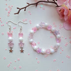 Kawaii Pastel Pink Star Charm Drop Earrings