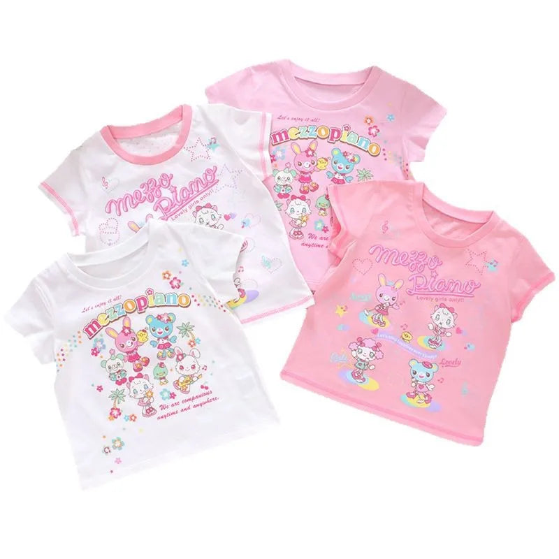 Kawaii Girls' Mezzopiano Cartoon Graphic Short-Sleeve T-Shirt