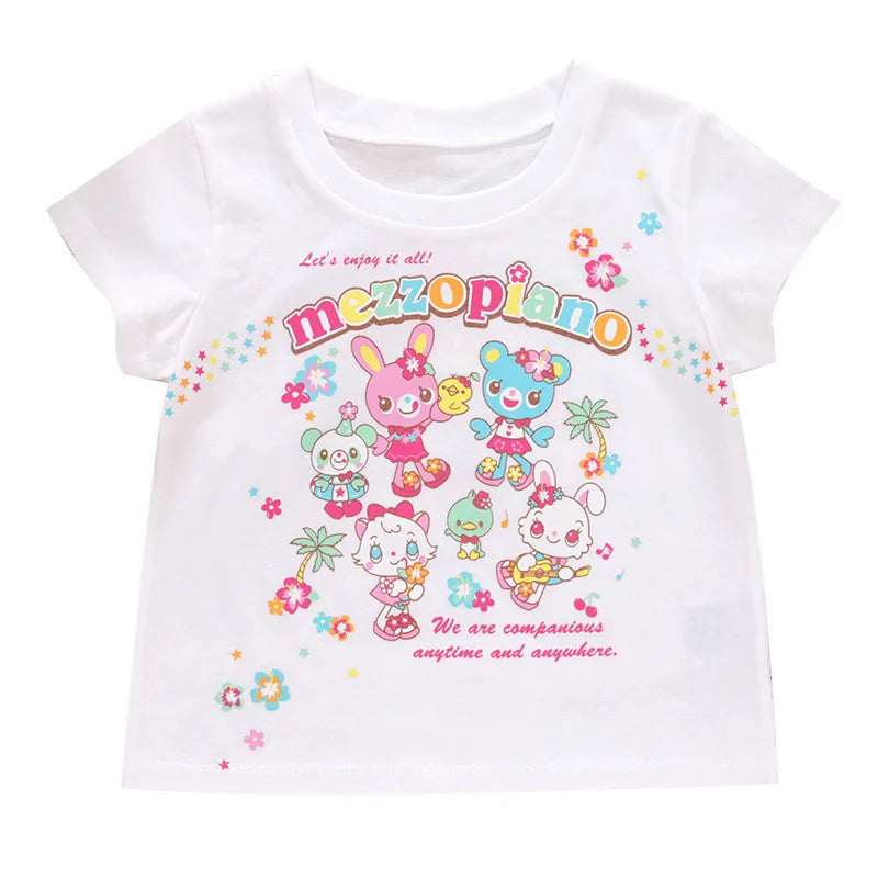 Kawaii Girls' Mezzopiano Cartoon Graphic Short-Sleeve T-Shirt