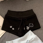 Kawaii Cat Graphic Drawstring Shorts
