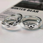 Kawaii Adjustable Silver-Tone Cat and Dog Rings