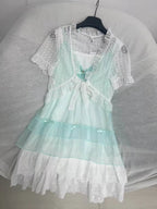 Kawaii Women's Lace Bow Detail 3-Piece Mini Dress Set