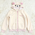 Kawaii Women's Bear-Ear Hooded Zip Hoodie