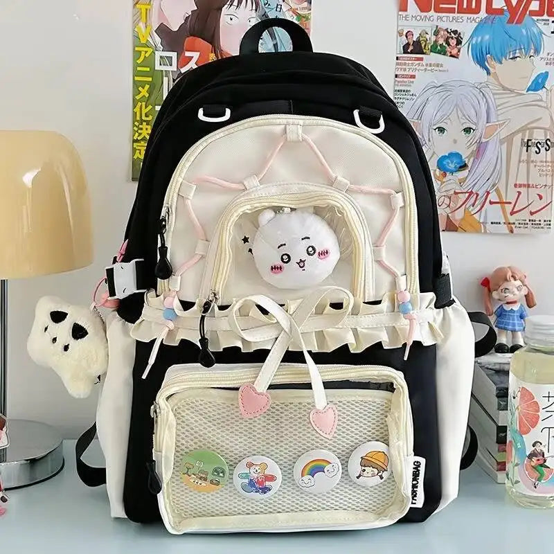 Kawaii Heart Bow Ita Backpack with Transparent Display Pocket