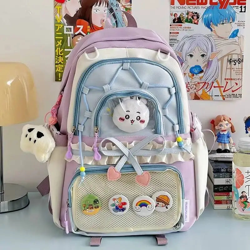 Kawaii Heart Bow Ita Backpack with Transparent Display Pocket